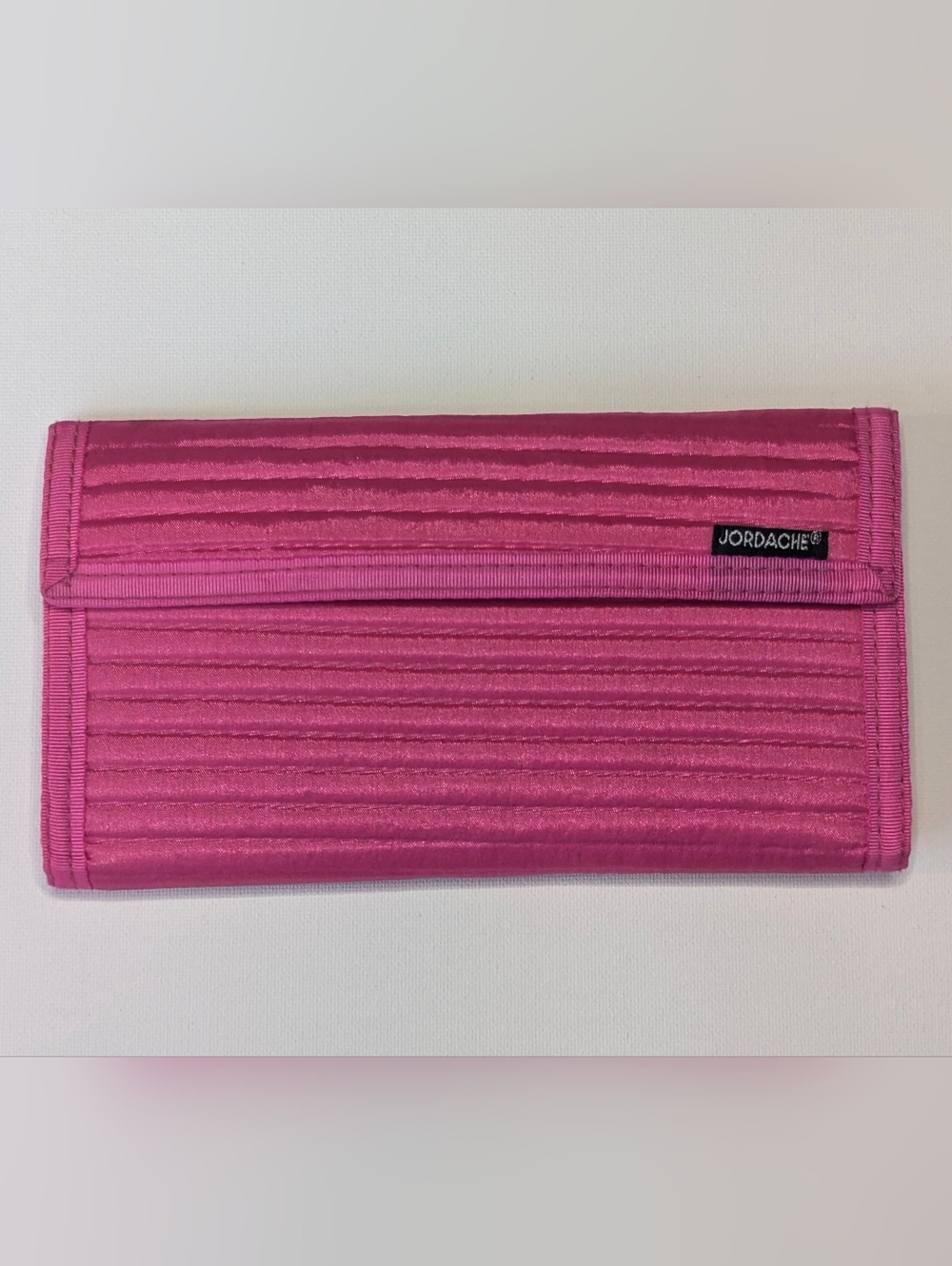 Jordache Hook & Loop Tri-fold Ribbed Wallet Clutch Vtg Barbiecore Hot Pink NWT